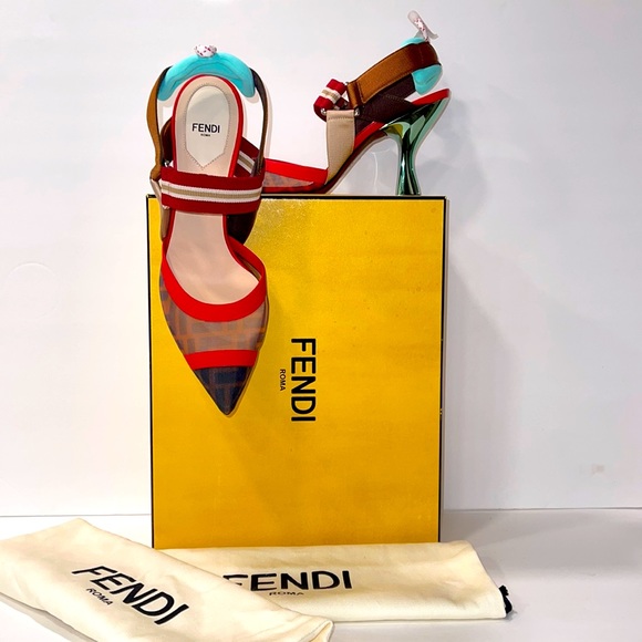 Fendi Shoes - Brand NEW Colibri 85mm FF Mesh Slingback High-Heel Pumps Size 39